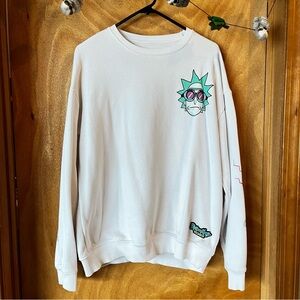 White Graphic Unisex Rick and Morty Sweatshirt